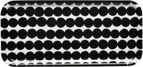 Marimekko Räsymatto tray 15x32 cm black, white