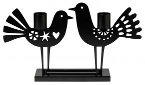 Bengt & Lotta Two Birds candlestick 2 flames height 14.5 cm black
