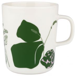 Marimekko Elokuun Varjot (August shadows) Oiva mug 0,25 l cream white, green, pale pink