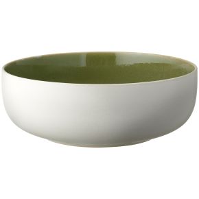 Studio Round North bowl Ø 25 cm matt white, glossy coloured moss