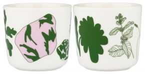 Marimekko Elokuun Varjot (August shadows) Oiva mug without handle 0.2 l 2 pcs cream white, green, pa