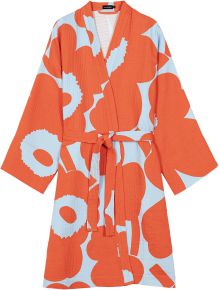 Marimekko Ladies bathrobe / beach robe light blue, orange Unikko