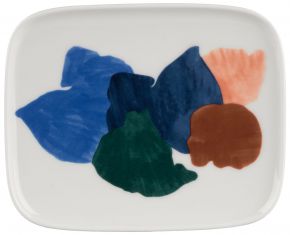Marimekko Pyykki (laundry) Oiva plate 12x15 cm cream, light blue, dark blue, green, brown, orange