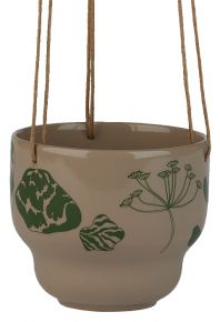Marimekko Elokuun Varjot (August shadows) Oiva flower pot to hang height 10,10 cm terra, green