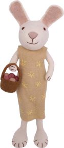 Gry & Sif Easter bunny with dress & egg basket white, yellow, brown, multicolored