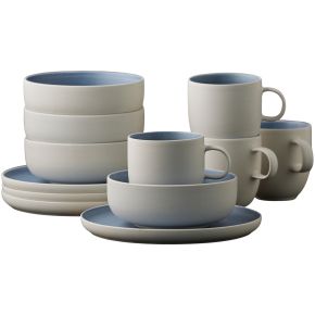 Studio Round North breakfast tableware set 12 pcs matt white, matt coloured river