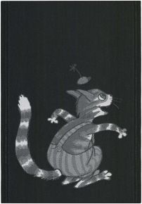 Ekelund Pettson & Findus Bushy tea towel (oeko-tex) 35x50 cm black. white