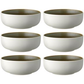 Studio Round North bowl Ø 15 cm matt white, matt coloured moss 6 pcs