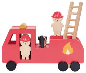 Jabadabado wooden toy fire truck 11x15x29 cm red
