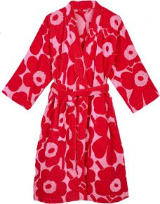 Marimekko Unikko bathrobe pink, red