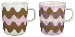 Marimekko Lokki (Seagull) Pergola Oiva cup / mug 0,25 l 2 pcs cream white, pale pink, brown