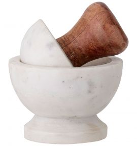 Bloomingville mortar with pestle marble height 13.5 cm Ø 10 cm white