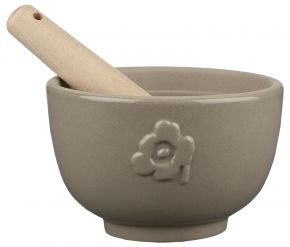 Marimekko Unikko Oiva mortar with rubber wood pestle height 7.7 cm Ø 11.5 cm terra