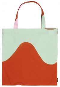 Marimekko Lokki (Seagull) tote bag 43x44 cm red, brown, green