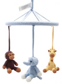 Naturezoo Crocheted Mobile Monkey, Giraffe & Elephant