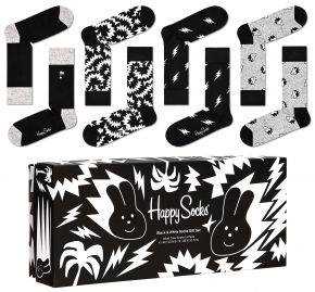 Happy Socks Unisex socks Black & White gift box 4pcs