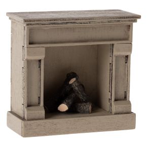 Maileg doll furniture fireplace height 8.5 cm width 8.5 cm grey-white