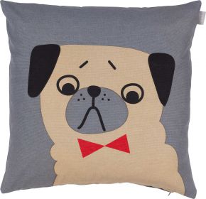 Spira of Sweden Kompiskudde Dog Penny cushion cover (oeko-tex) 47x47 cm grey, beige, black, red