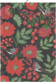 Ekeklund Christmas & Winter Christmas Birds tea towel (oeko-tex) 35x50 cm red, green, black