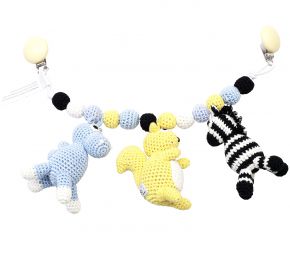 Naturezoo Crocheted Pram Chain Camel, Squirrel & Zebra