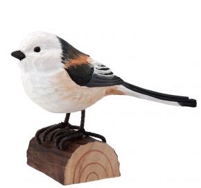 Wildlife Garden Decobird Tailed tit hand carved