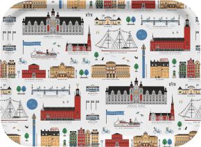 Citronelles Stockholm City tray 20x27 cm white, multicolored