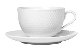 Lyngby Porcelæn Rhombe cup & saucer 0.39 l