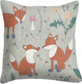 Ekelund Autumn foxes cushion cover (eco-tex) 40x40 cm grey, multicolored
