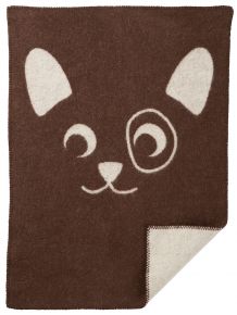 Klippan Puppy baby woollen blanket (eco-tex) 65x90 cm brown, off white