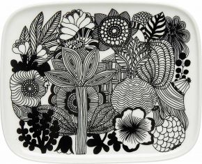 Marimekko Siirtolapuutarha (colonial garden) Oiva plate 12x15 cm black, cream