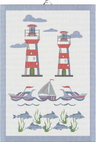 Ekeklund Maritime Coastal Life tea towel (oeko-tex) 35x50 cm white, blue, red, green