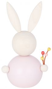 Aarikka Easter bunny with branch height 16 cm pink, cream white, multicolored