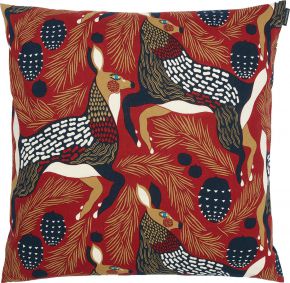 Marimekko Peura (deer) cushion cover 50x50 cm (eco-tex) red, beige, dark blue
