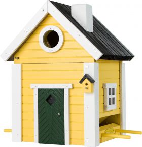 Wildlife Garden Multiholk Villa plus bird feeder / nesting box yellow, white