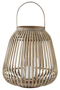Villa Collection lantern with  glass insert bamboo nature height 40 cm