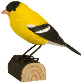 Wildlife Garden Decobird American goldfinch hand carved