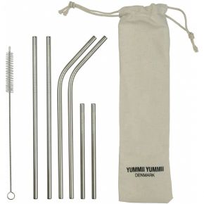 Yummii Yummii straw stainless steel 6 pcs w. brush & bag