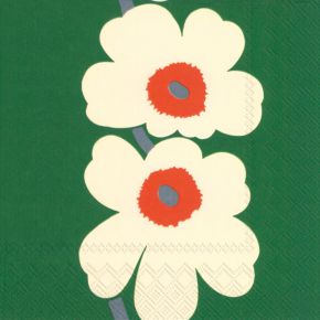 Marimekko Unikko paper napkins 33x33 cm 20 pcs green, orange, natural  Special Edition 60 years