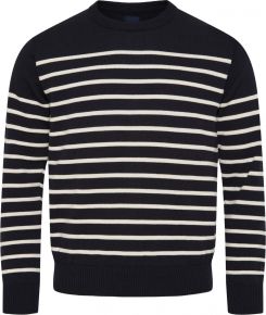 REDGREEN Men sweater round neck navy, striped Julian