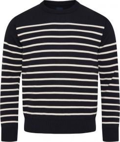 REDGREEN Men sweater crew neck navy, striped Julian