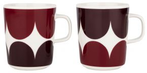 Marimekko Härkä (bull) Oiva cup / mug 0.25 l 2 pcs cream, dark wine, dark red