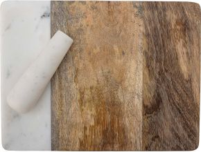 Bloomingville cutting board / serving board marmor & mango 22.5x30 cm white, natural Havannah