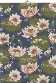 Ekeklund Summer Water Lilies tea towel (oeko-tex) 35x50 cm black, white, multicolored