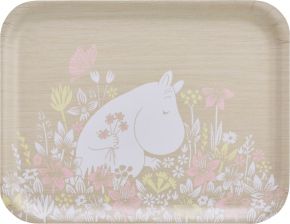 Muurla Moomins flower field tray 28x36 cm beige, yellow, pink, white