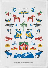 Citronelles Sweden Traditions tea towel 50x70 cm multicolored, white