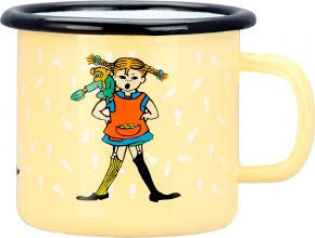 Muurla Pippi Longstocking footprints cup / mug 0.25 l enamel yellow, red