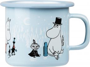 Muurla Moomin winter time day on ice mug enamel 0.25 l light blue, black, white