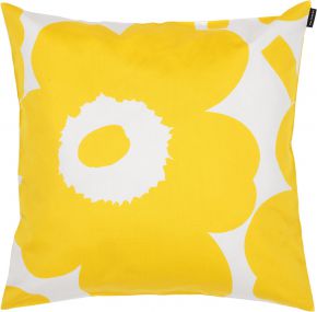 Marimekko Unikko cushion cover (sateen / oeko-tex) 50x50 cm natural, spring yellow