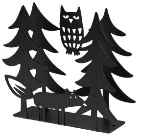 Bengt & Lotta Fox & Owl paper napkin holder 12.5x14.5 cm black