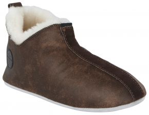 Shepherd of Sweden Ladies slipper Lina oiled antique brown leather sole